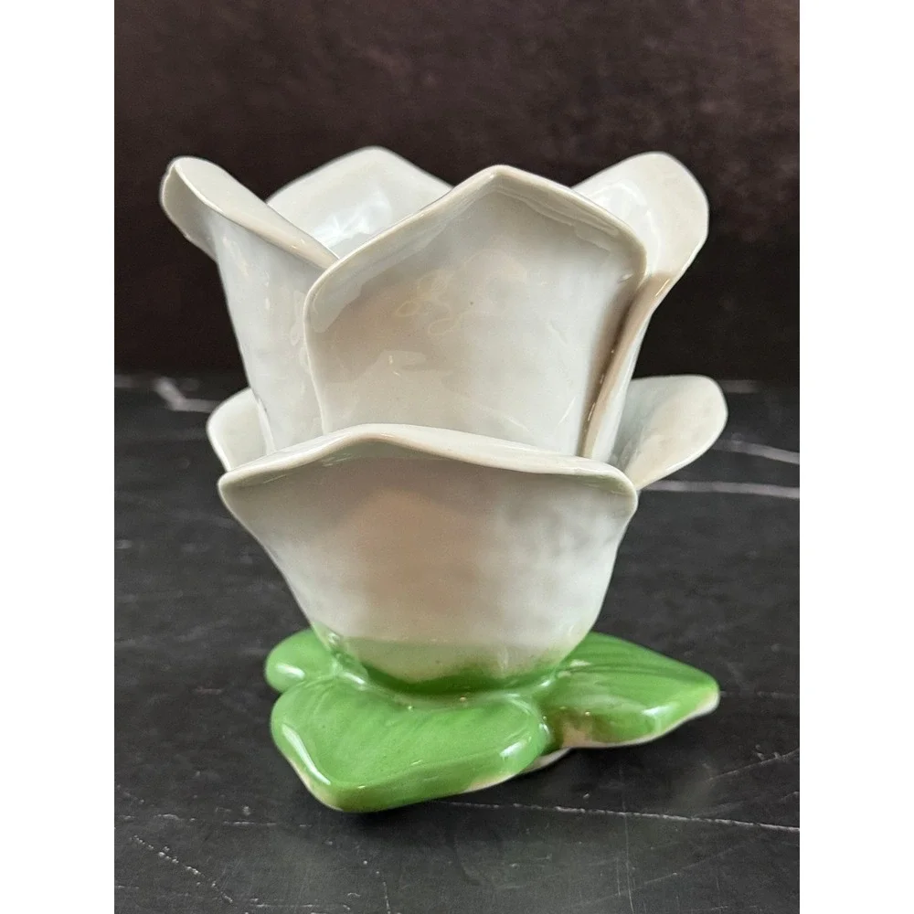 Vintage Bloom Rite Clay Ceramic Flower Shape Votive Candle Holder 4in X 3in